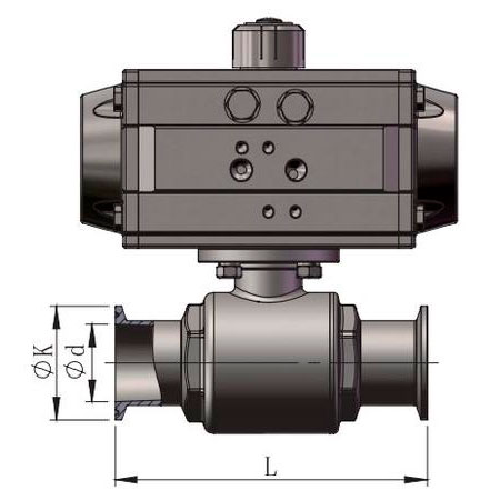 Пневматический быстроустанавливаемый двухкомпонентный шаровой кран Q10.1