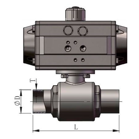 Пневматический сварной ручной двухкомпонентный шаровой кран Q10.2