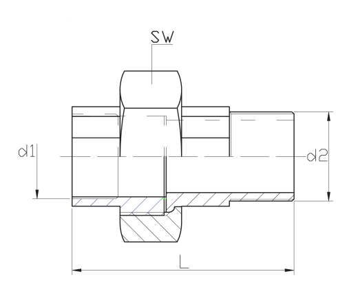 Муфта-американка плоская нержавеющая (внутренняя-наружная резьба) DN6 (1/8") DIN 2993 AISI 304 (L) / 1.4301 (7) / 08X18H10