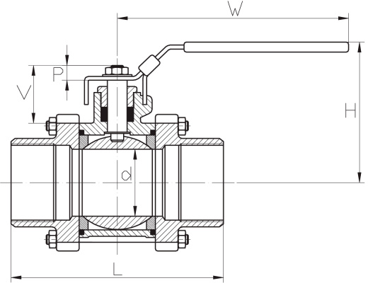 Кран шаровой муфтовый нержавеющий 3pcs 3/8" PN63 / WOG1000 AISI 304 (L) / 1.4301 (7) / 08X18H10